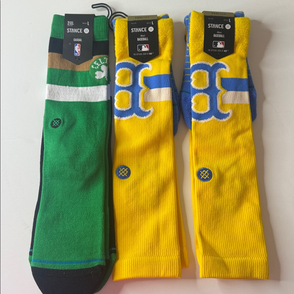 Stance Assortment of BOSTON Athletics Socks (4 Pairs) Size Large